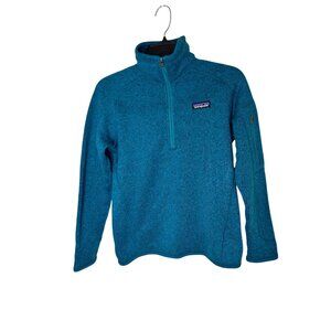 Patagonia Womens Small Quarter-Zip Blue Fleece Pullover With Arm Pocket